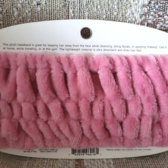 *NEW* PRECISION BEAUTY Pink Plush Cosmetic Headband + Bow Ultra Absorbent - Picture 3 of 3